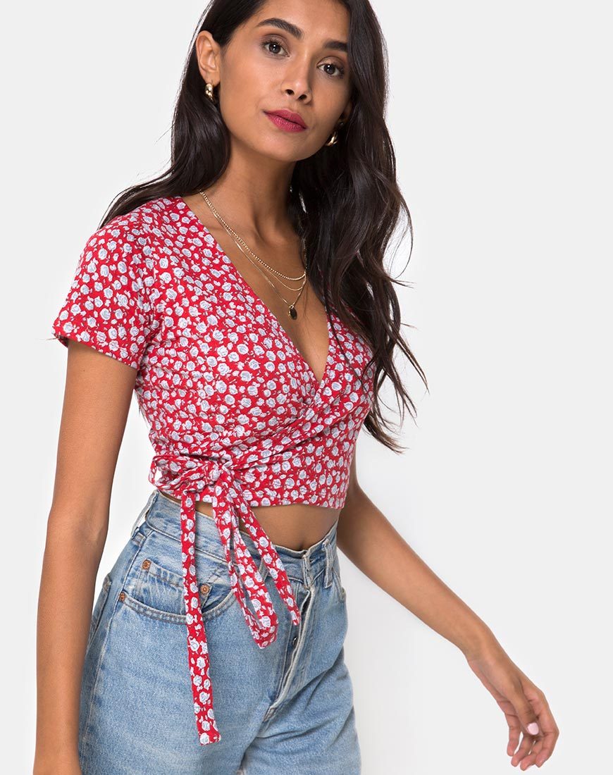 Immagine di Bilen Top in rosso rosa e argento