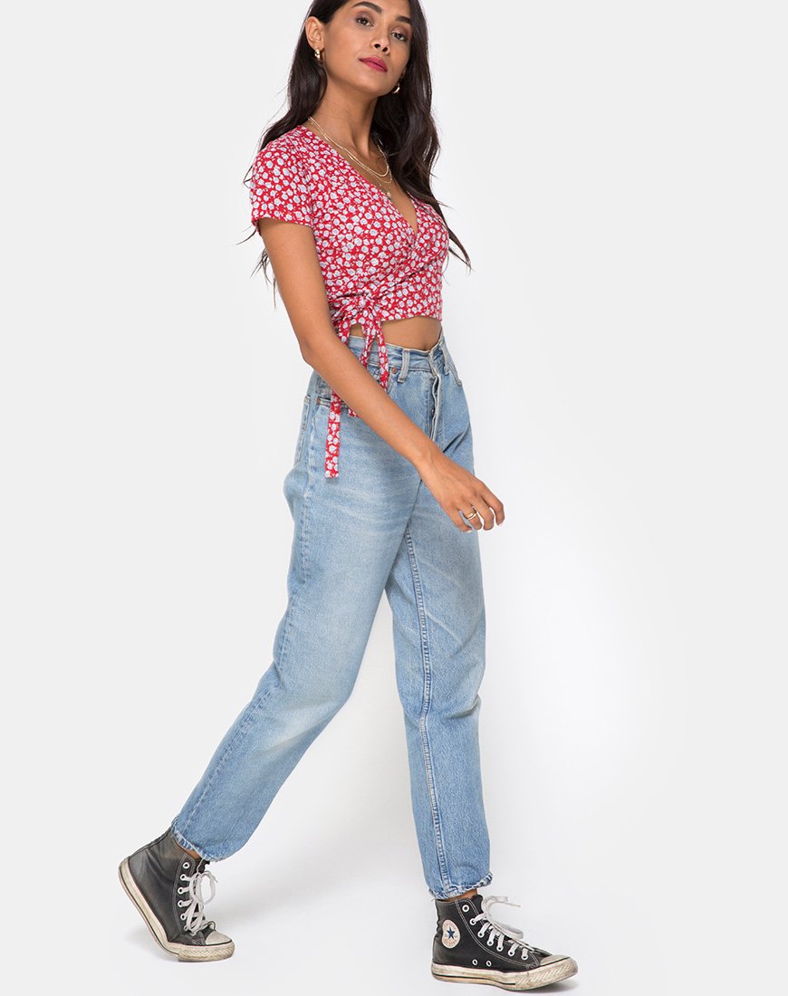 Immagine di Bilen Top in rosso rosa e argento
