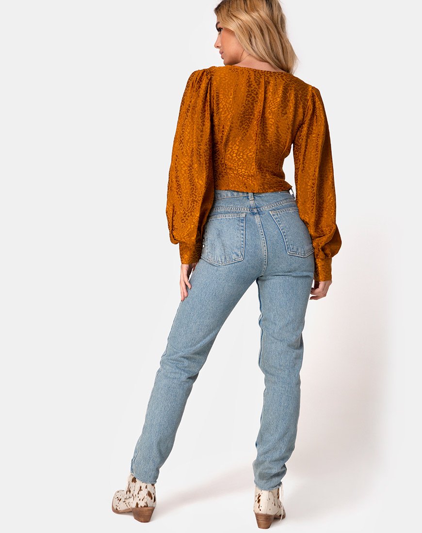 Immagine di Bina Crop Top in raso oro ghepardo