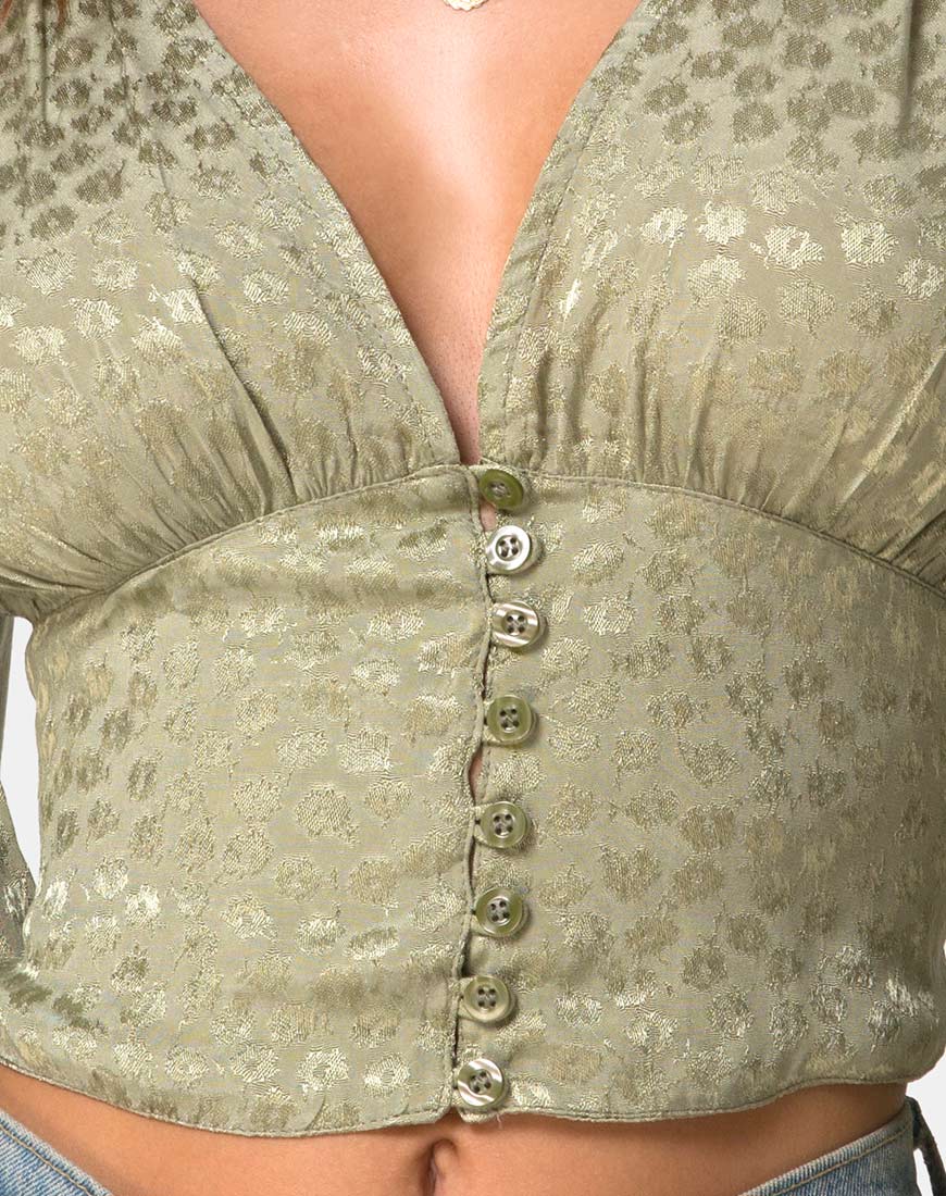 Immagine di Bina Top a maniche lunghe in raso Ditsy Rose Sage