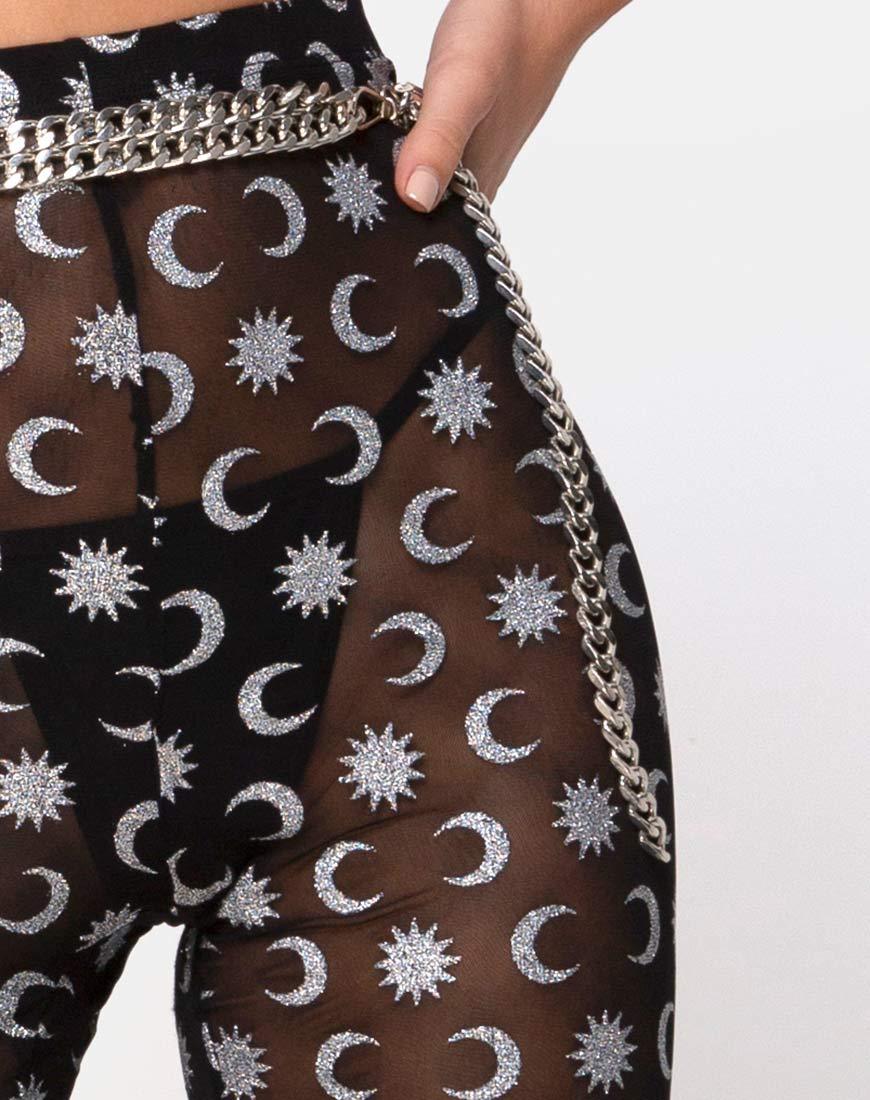 Immagine di Herlom: pantalone flare in nero over the moon con glitter