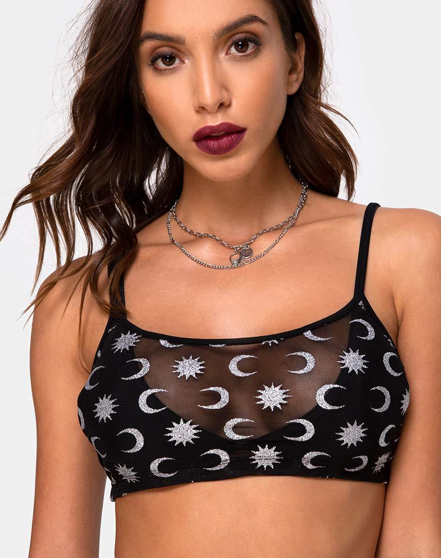 Immagine di Blink Crop Top in Over The Moon nero con glitter