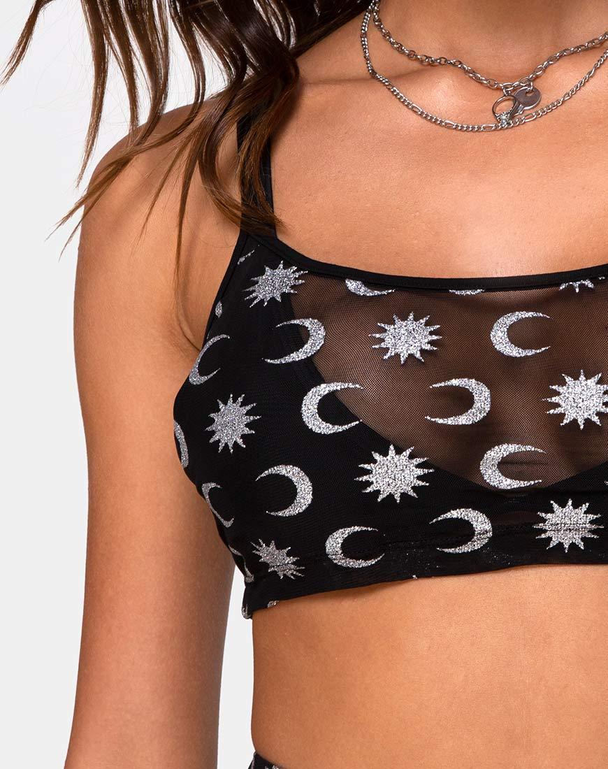 Immagine di Blink Crop Top in Over The Moon nero con glitter