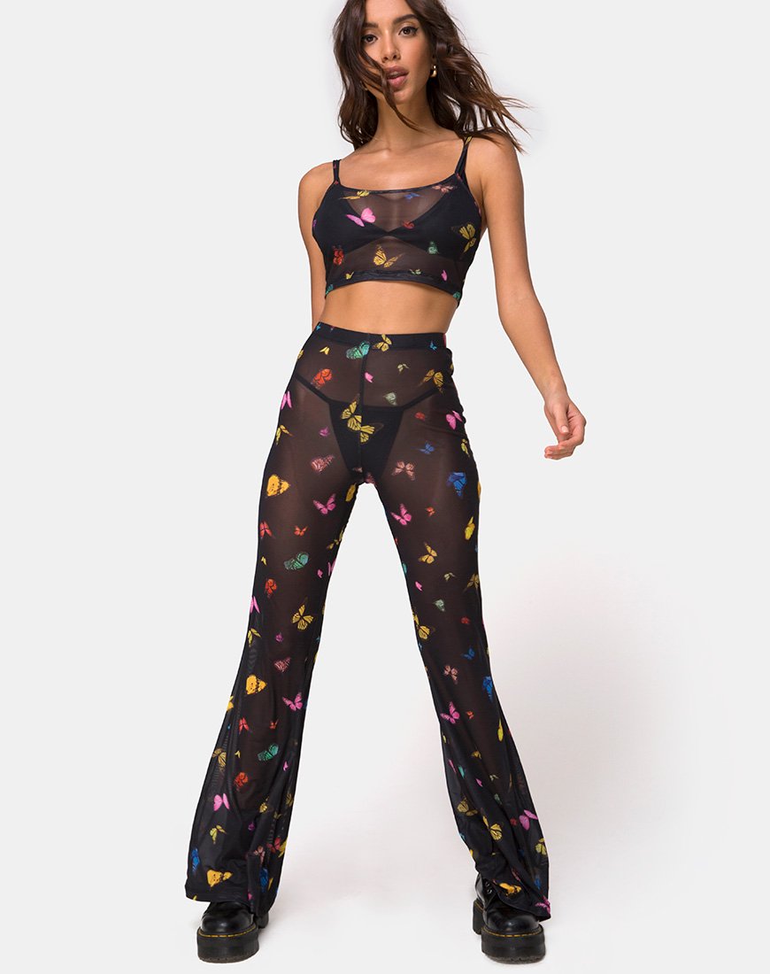 Immagine di Bliss Crop Top in maglia nera Butterfly