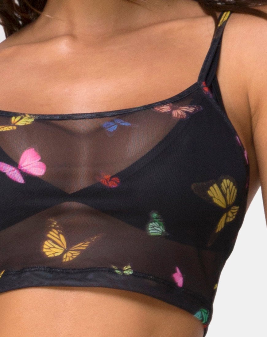 Immagine di Bliss Crop Top in maglia nera Butterfly