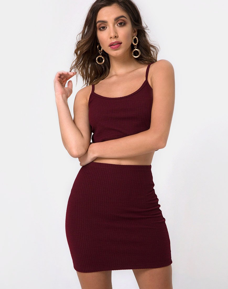 Gonna Kimmy Bodycon in borgogna