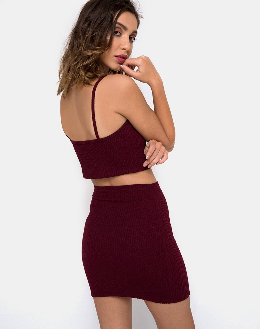 Gonna Kimmy Bodycon in borgogna
