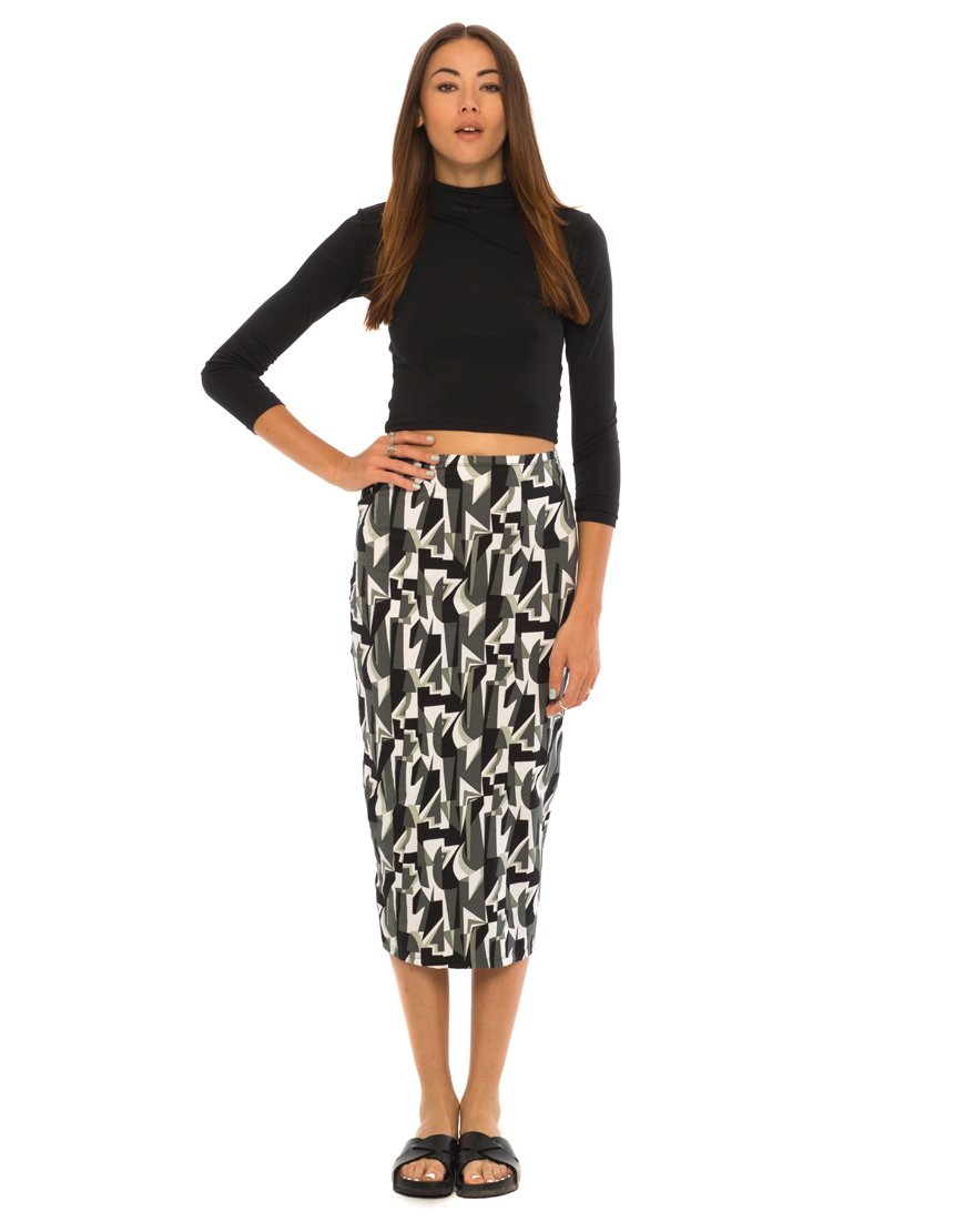 Gonna midi Motel Bobby in Geo Pop bianco e nero