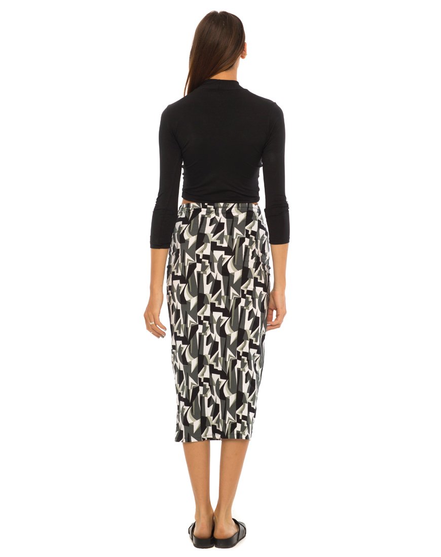 Immagine di Motel Bobby Midi Skirt in Geo Pop Bianco e Nero