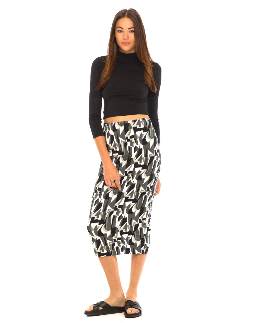 Gonna midi Motel Bobby in Geo Pop bianco e nero