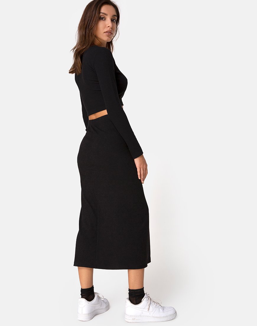 Immagine di Bobbin Midi Skirt in Black Rib