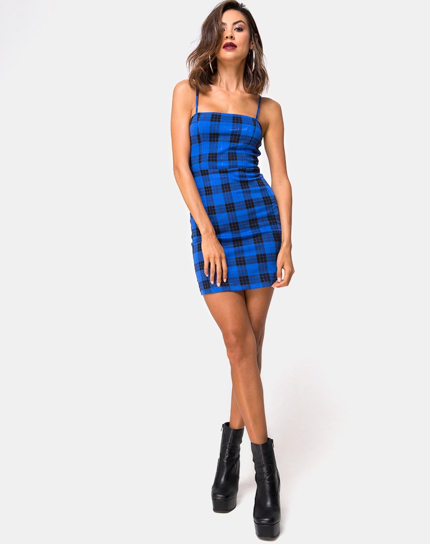 Immagine di Boco Mini Abito in Tartan Blu
