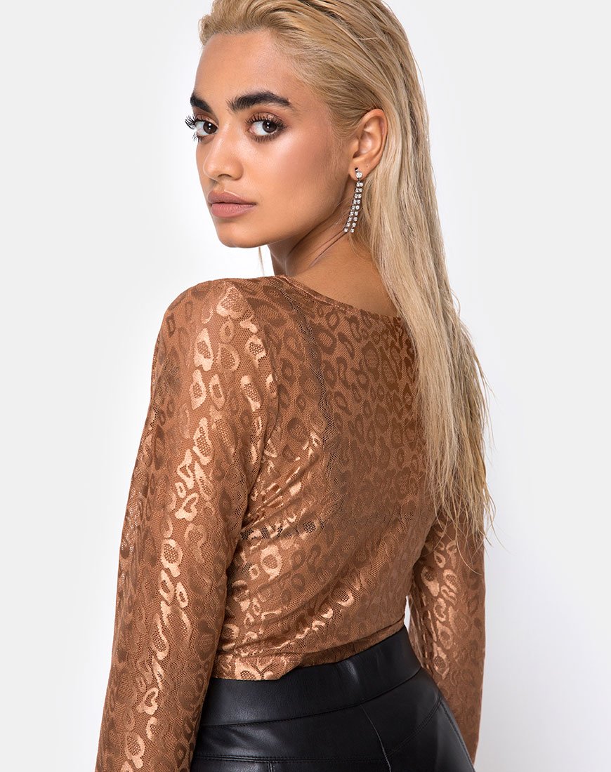 Top Bon in Leopard Sheen Net Caramel