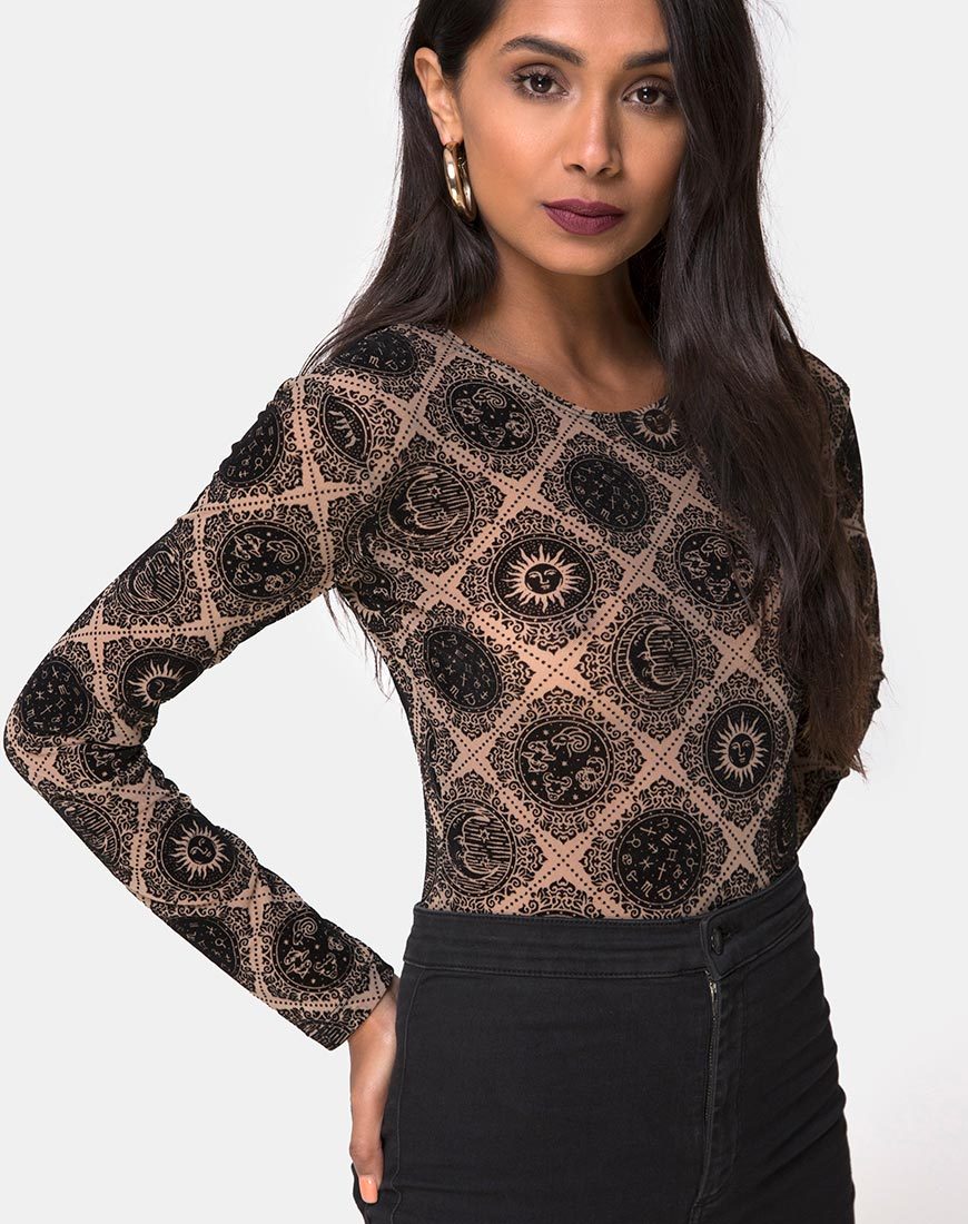 Immagine di Bonella Corpetto Taupe Net con segno nero Flock