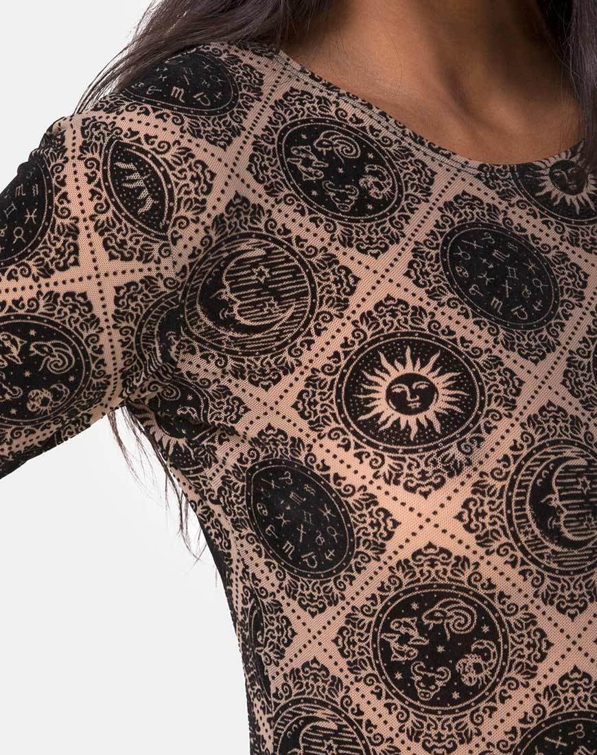 Immagine di Bonella Corpetto Taupe Net con segno nero Flock