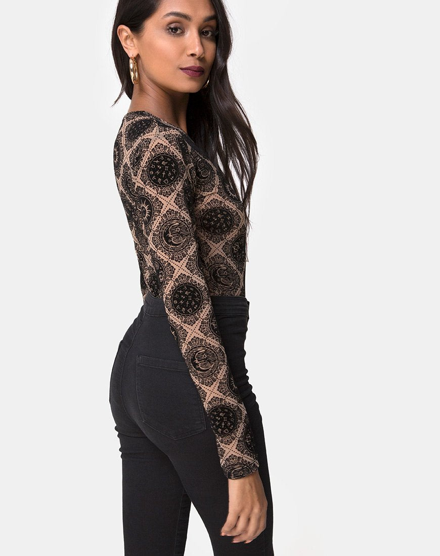 Immagine di Bonella Corpetto Taupe Net con segno nero Flock