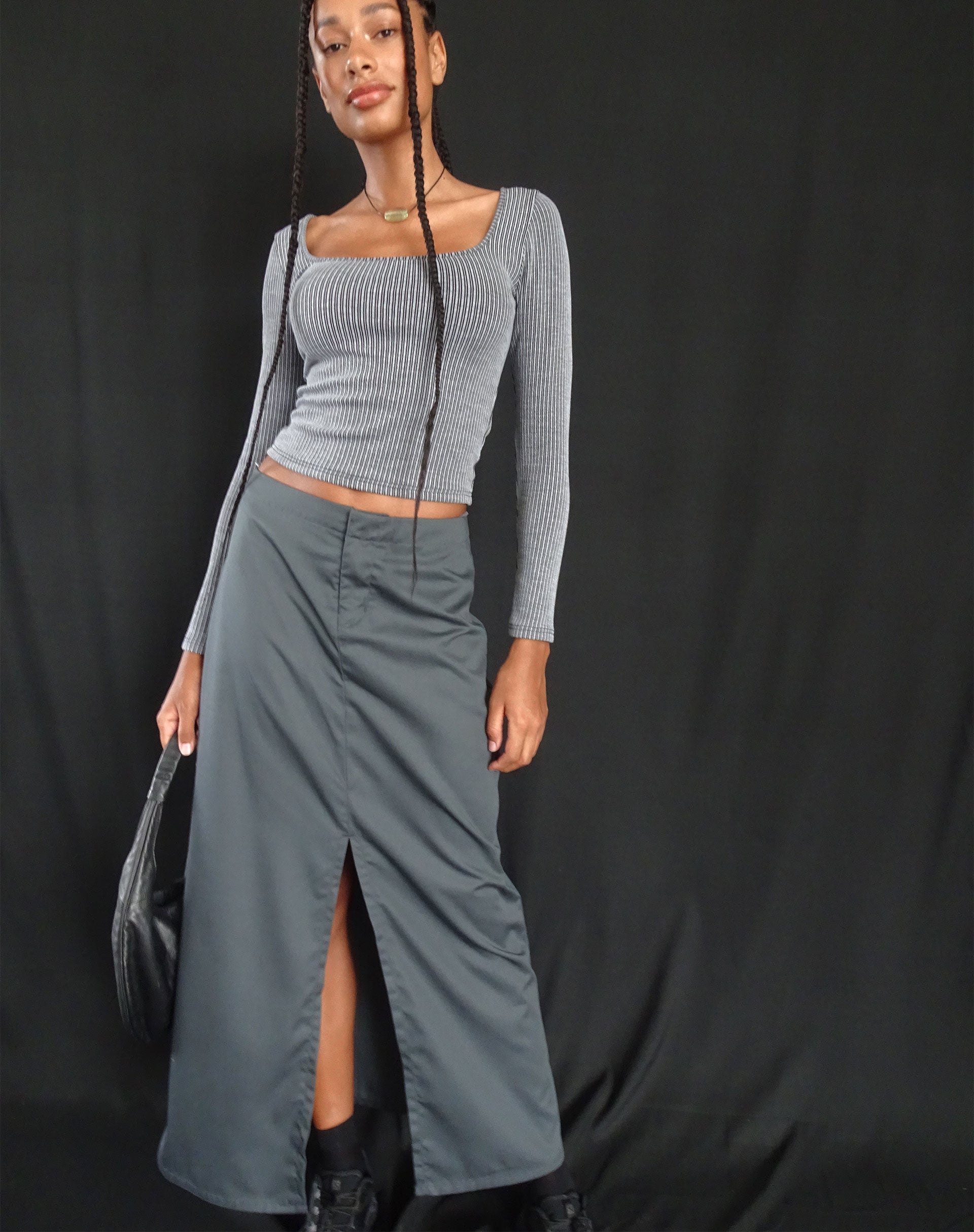 Immagine di Haisley Maxi Gonna Cargo in Grigio Scuro
