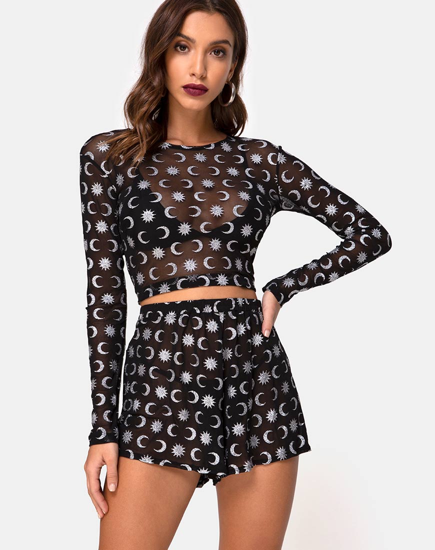 Boris Short in Over the Moon nero con glitter