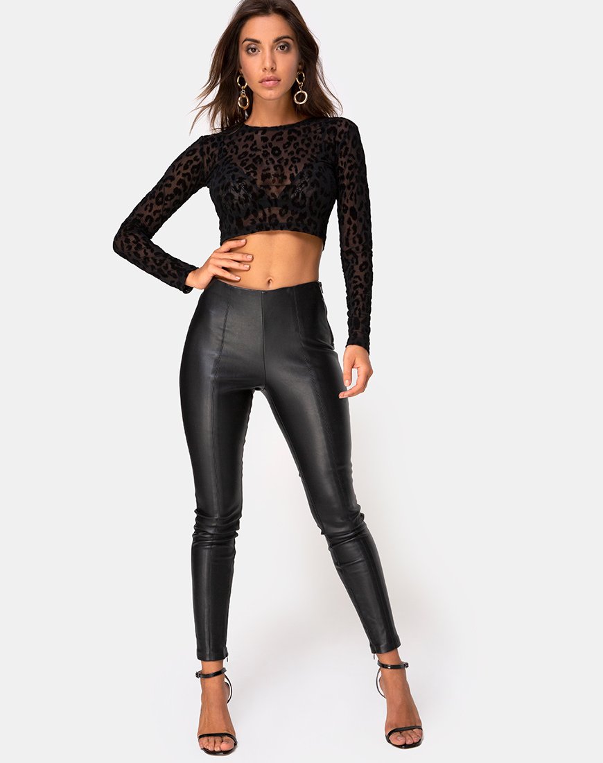 Immagine di Bonnie Crop Top in rete animalier nero
