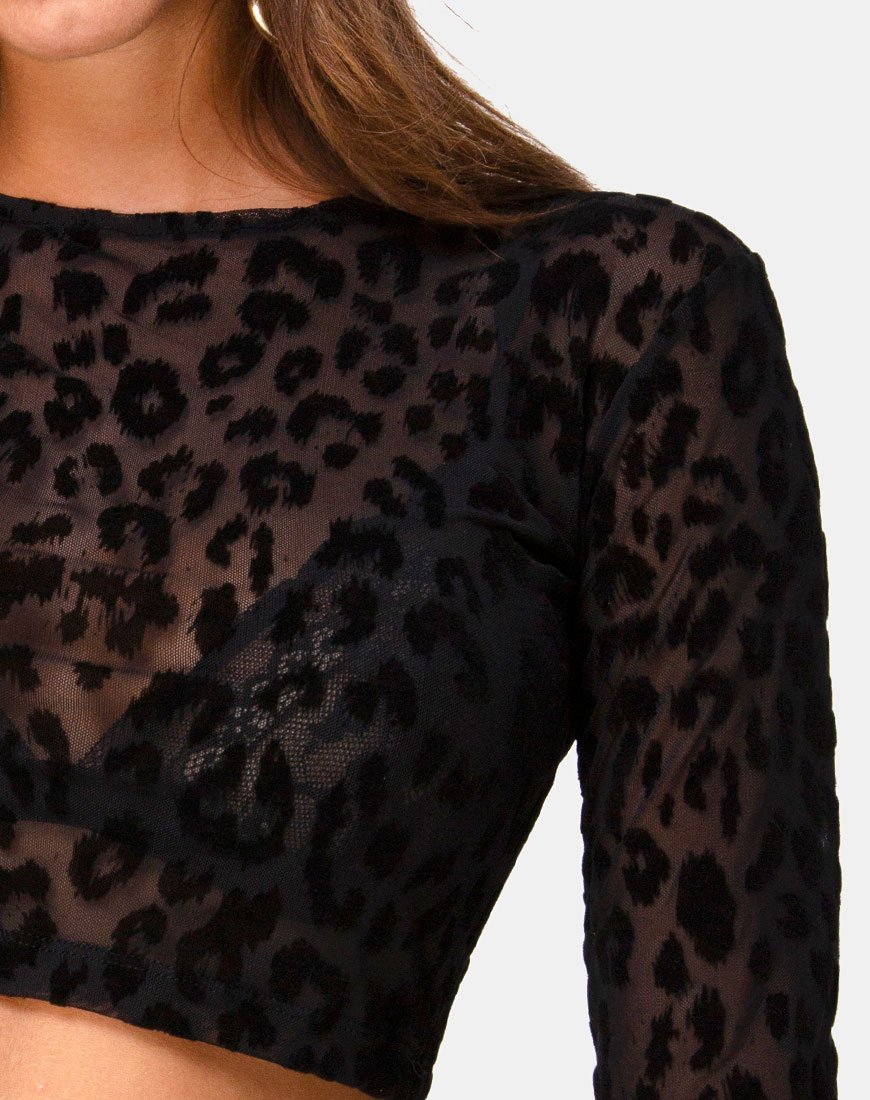 Immagine di Bonnie Crop Top in rete animalier nero
