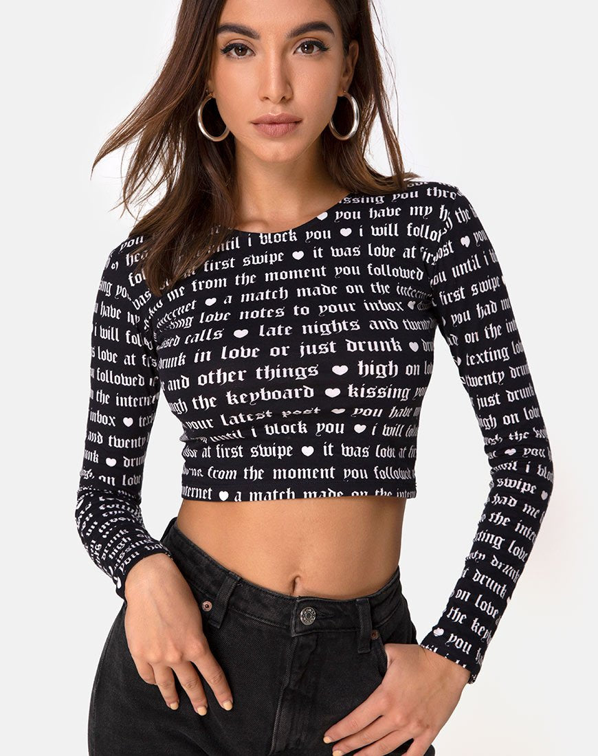 Immagine di Bonnie Crop Top in nero Love At First Swipe