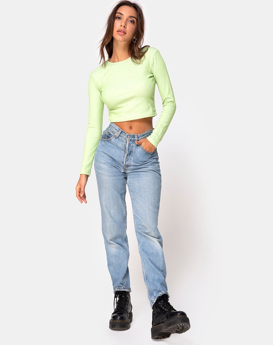 Immagine di Bonnie Crop Top in Rib Pastel Lime