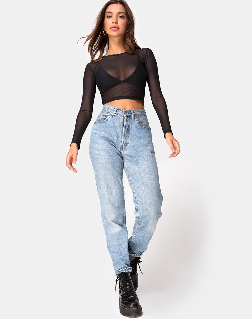 Immagine di Bonnie Crop Top in rete nero