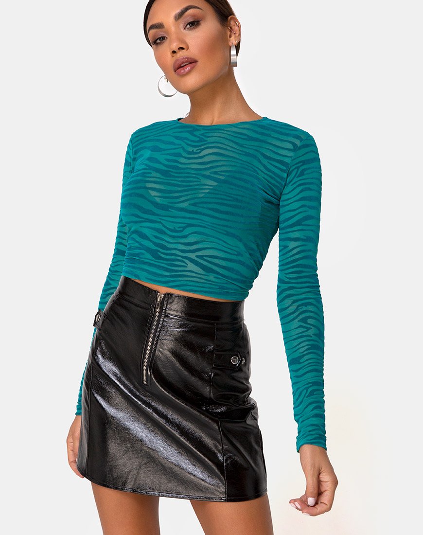 Immagine di Bonnie Crop Top in Zebra Flock Verde bosco