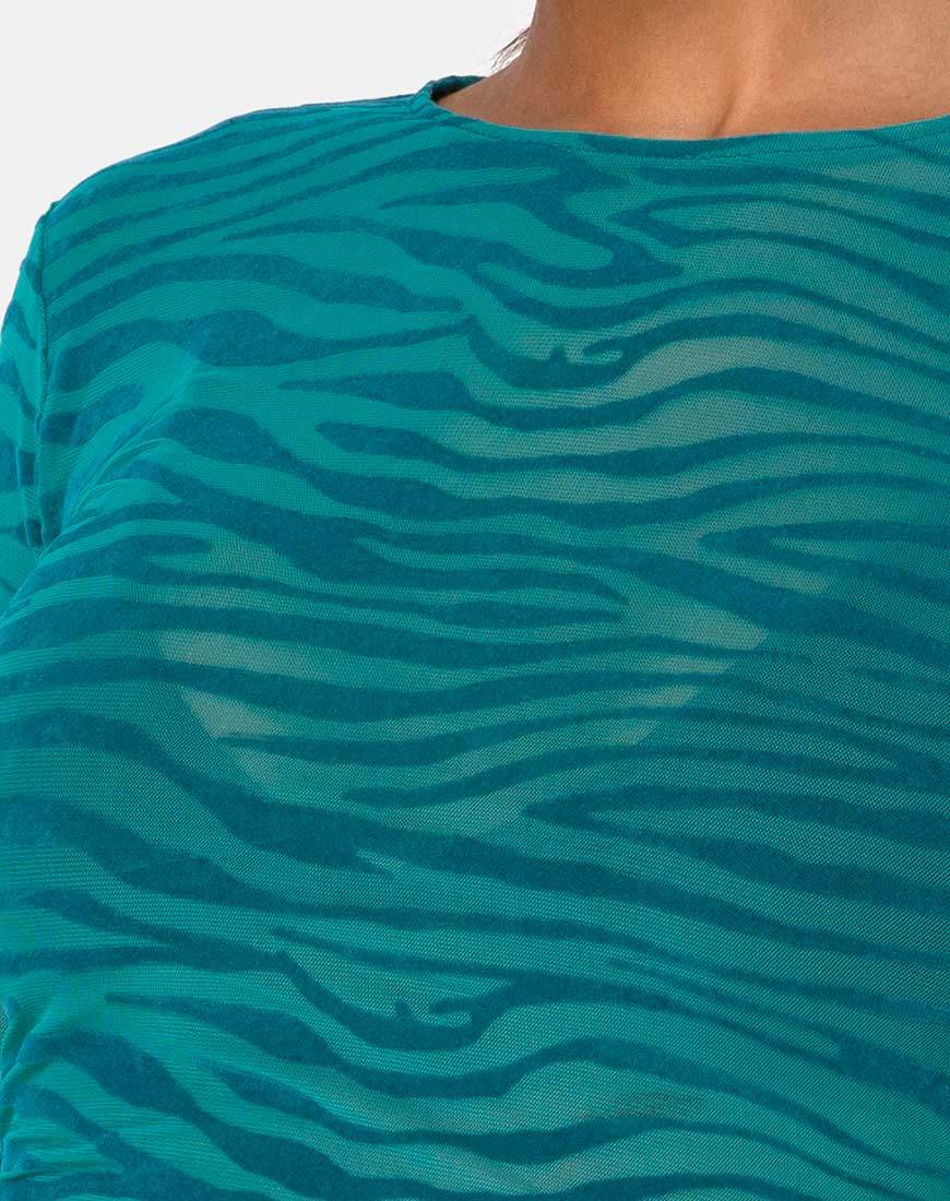 Immagine di Bonnie Crop Top in Zebra Flock Verde bosco