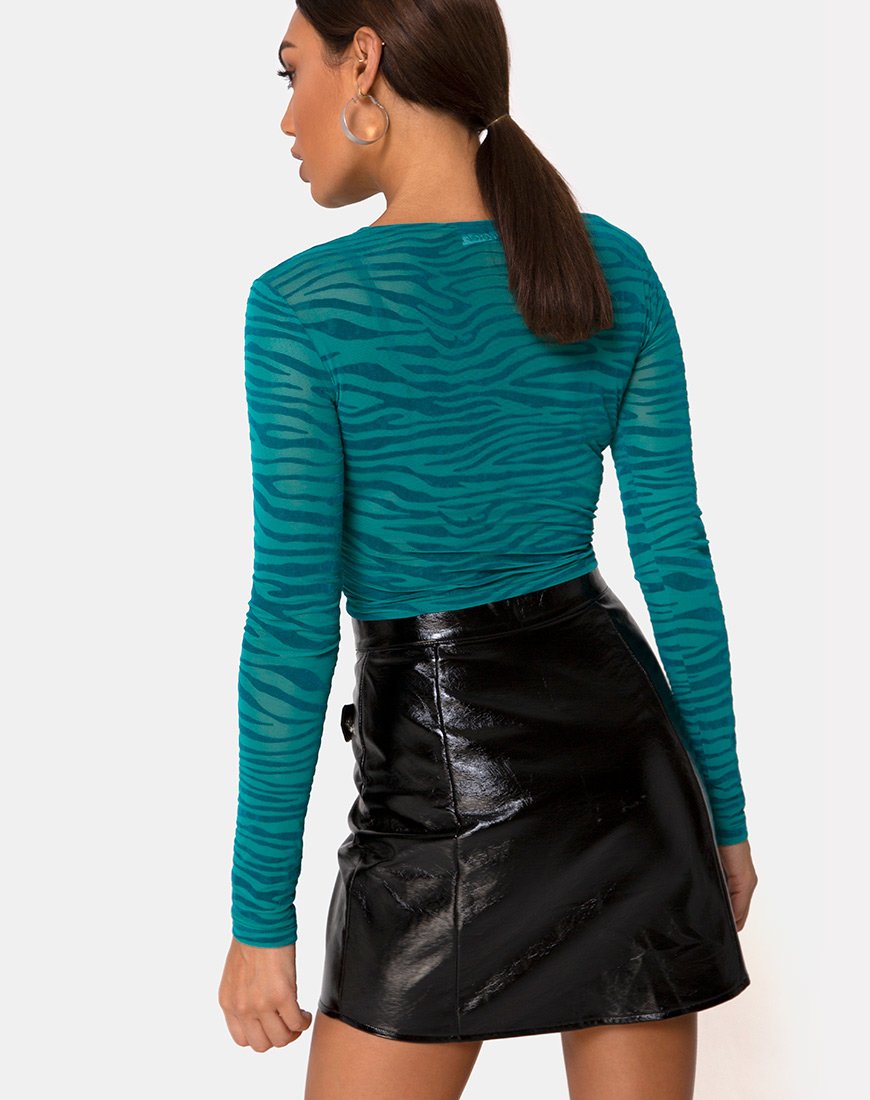 Bonnie Crop Top in Zebra Flock Verde Foresta