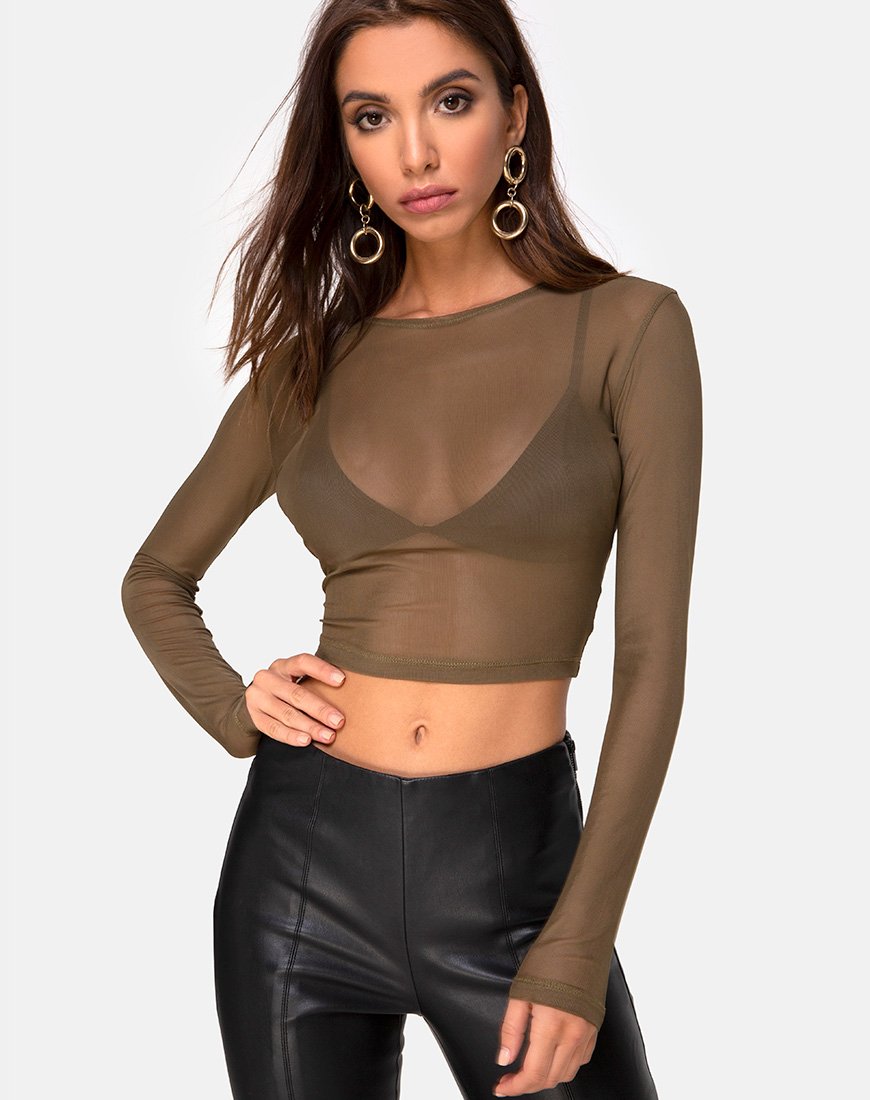 Top Bonnie in rete Khaki