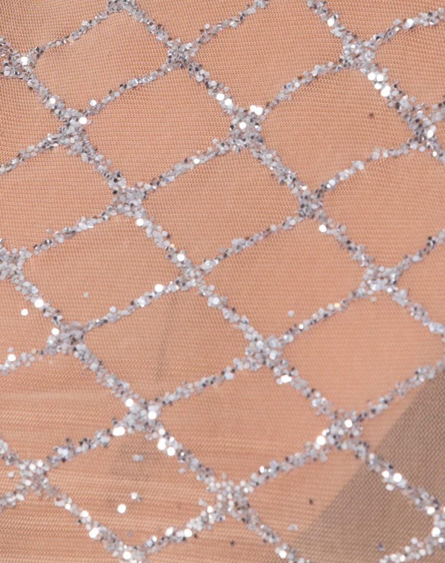 Immagine di Bonnie Crop Top in rete glitterata incrociata Tan