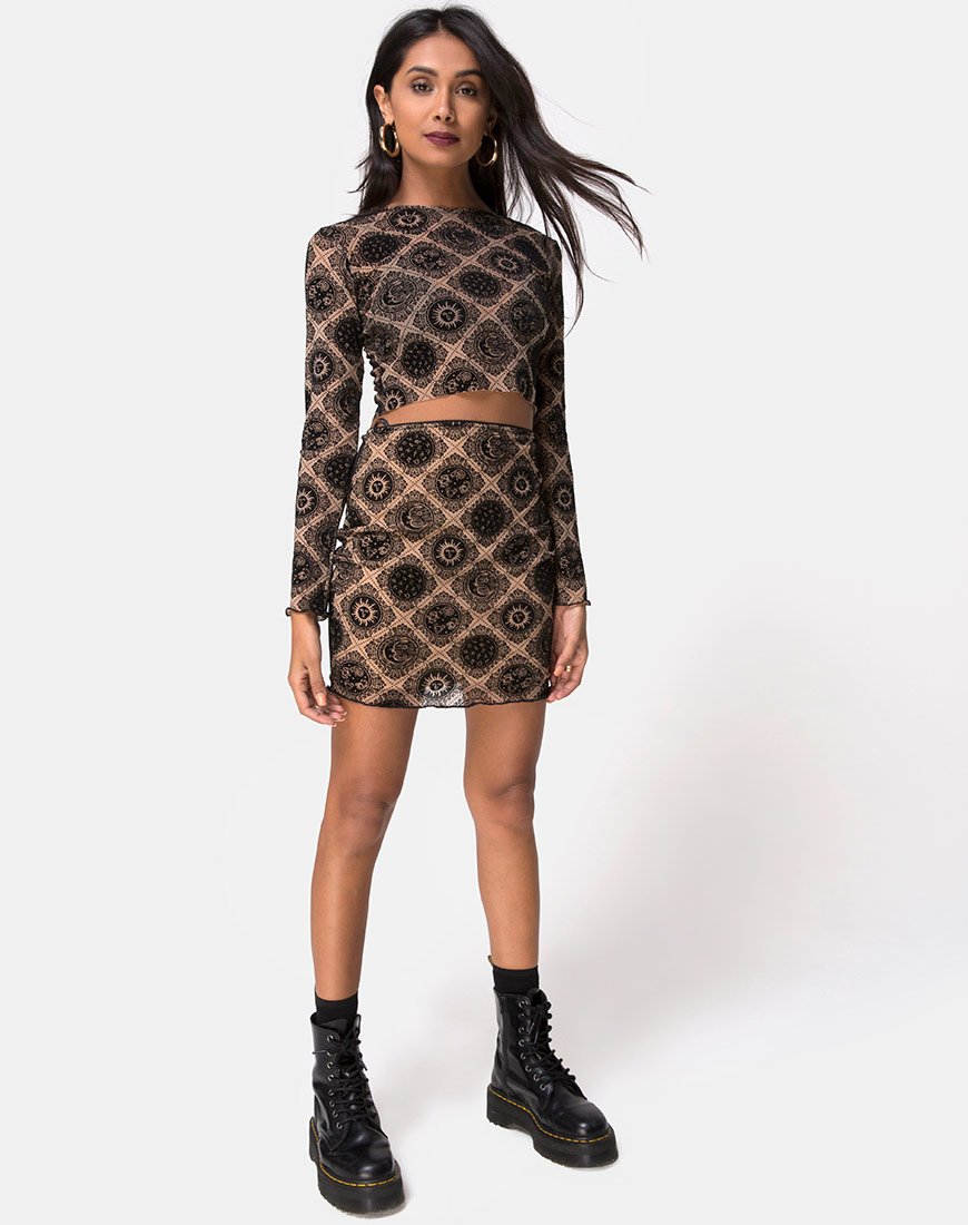Immagine di Bonver Top Taupe Net con segno nero Flock