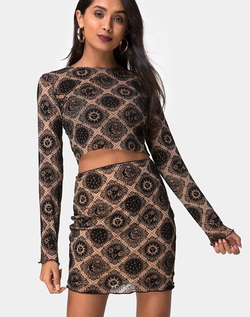 Bonver Top Taupe Net con flock nero