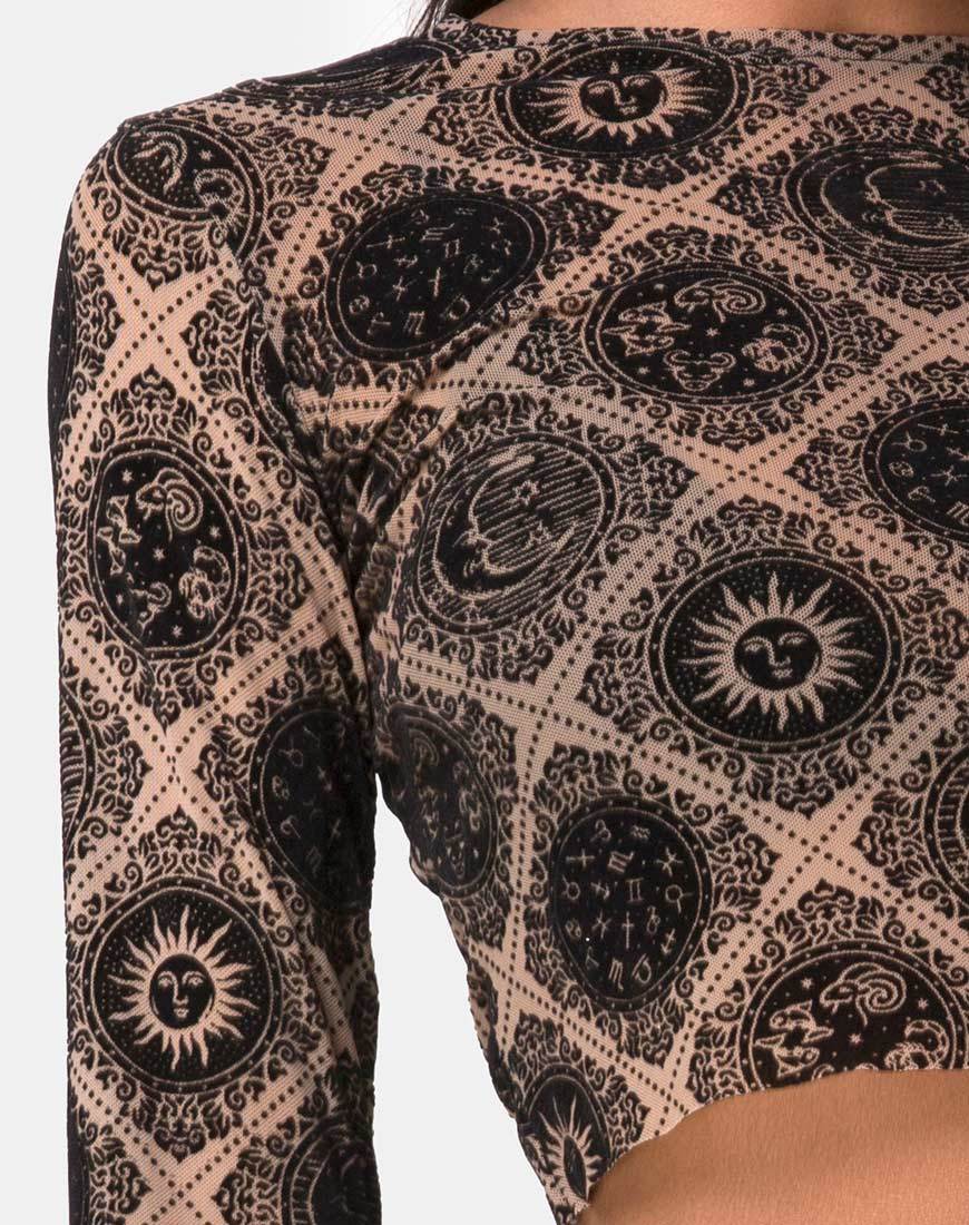 Immagine di Bonver Top Taupe Net con segno nero Flock
