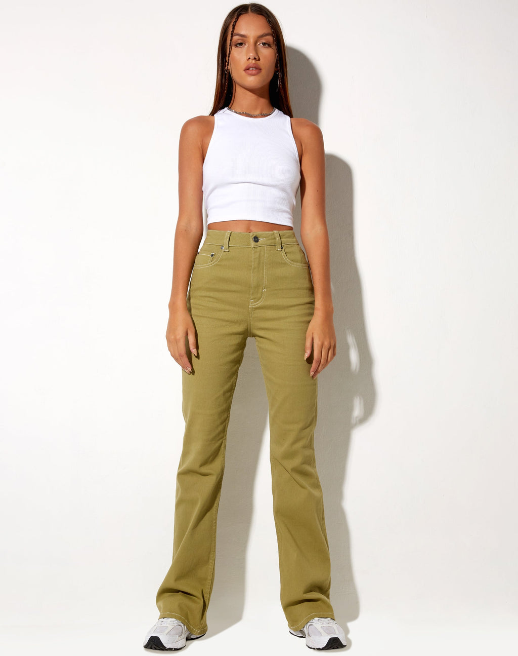 Jeans Bootleg in verde muschio