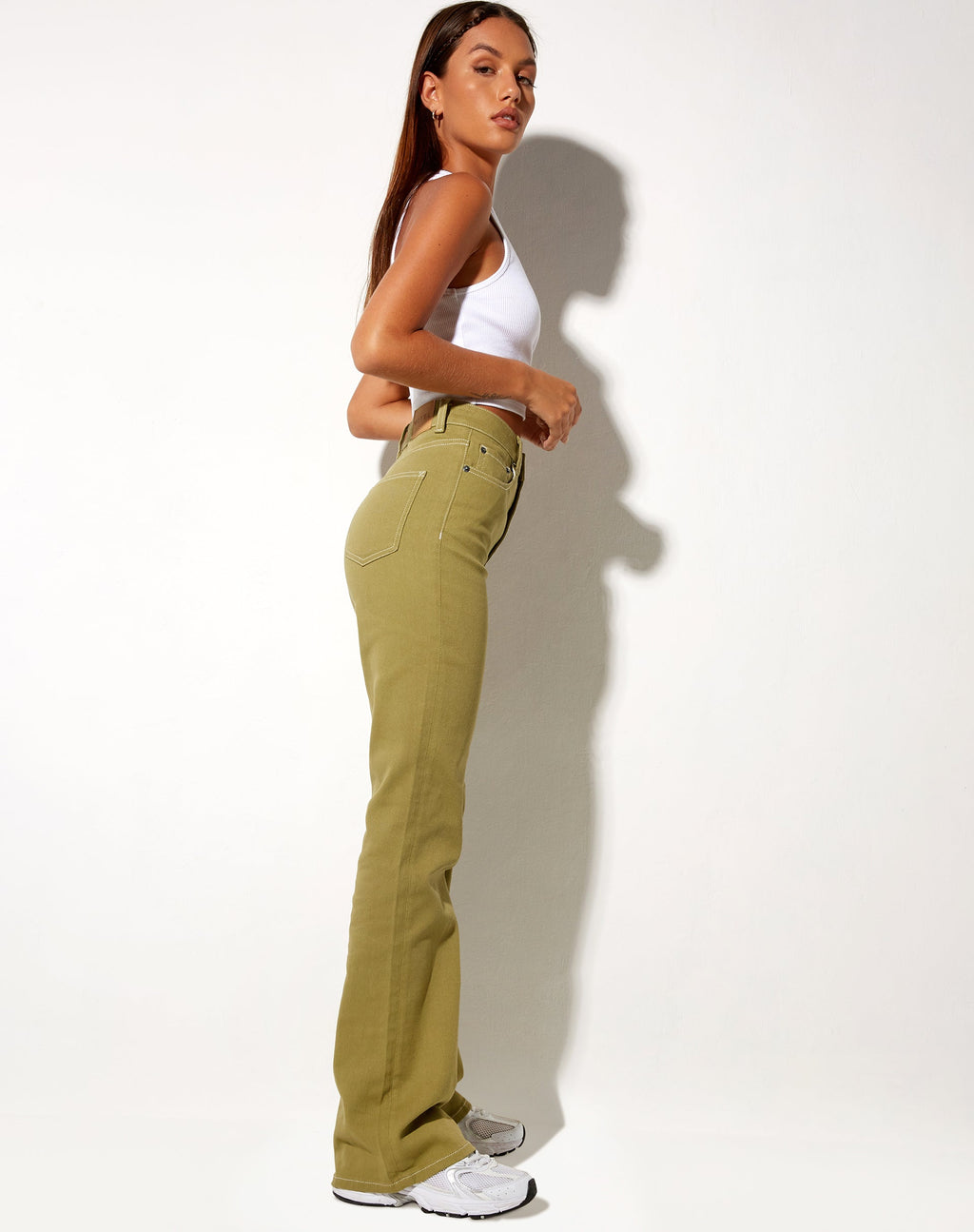 Jeans Bootleg in verde muschio