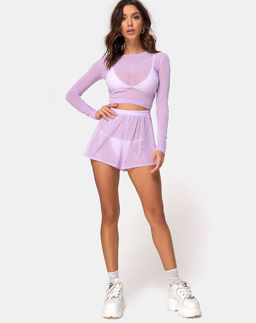 Immagine di Bonnie Crop Top in rete Lilla