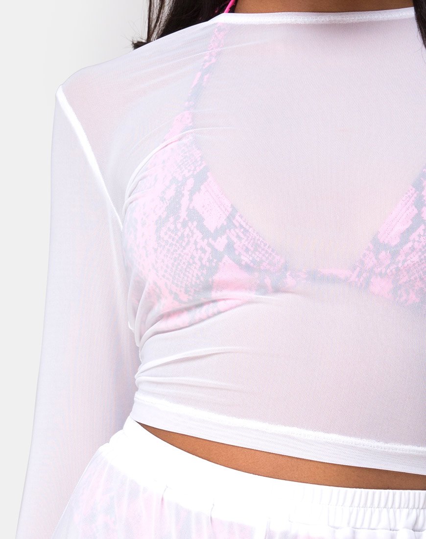 Immagine di Bonnie Crop Top in rete bianco