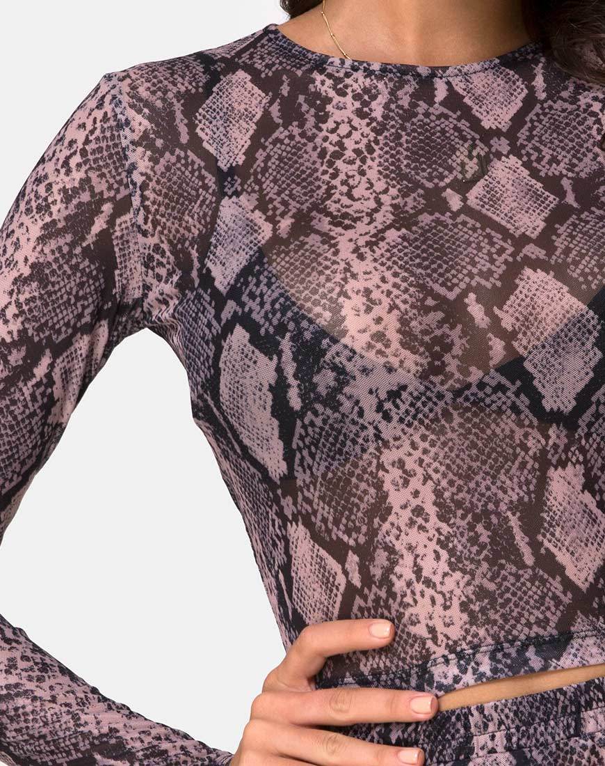 Immagine di Bonnie Crop Top Net in Taupe Snake