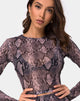 Immagine di Bonnie Crop Top Net in Taupe Snake
