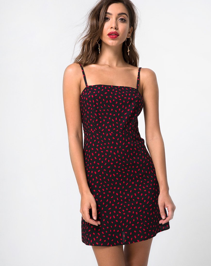 Abito Boyasly in Mini Diana Dot Nero Rosso