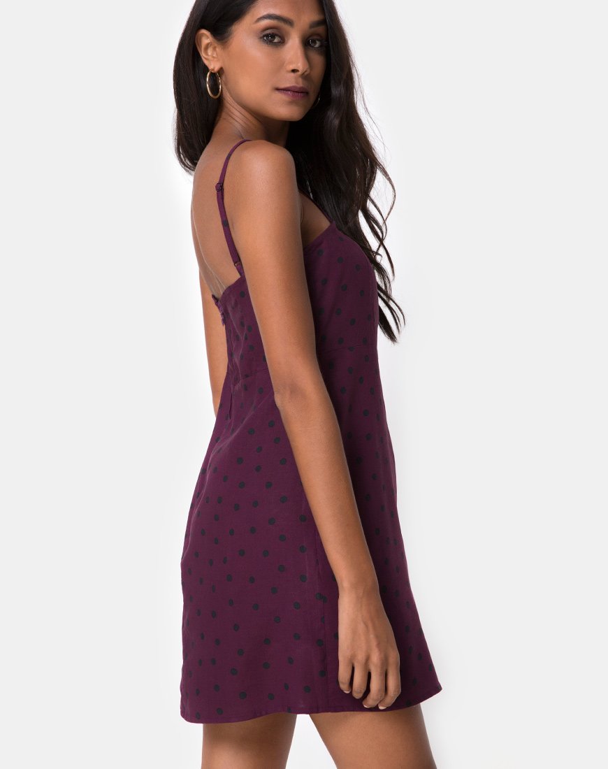 Boyasly Slip Dress in Skater Polka Vino
