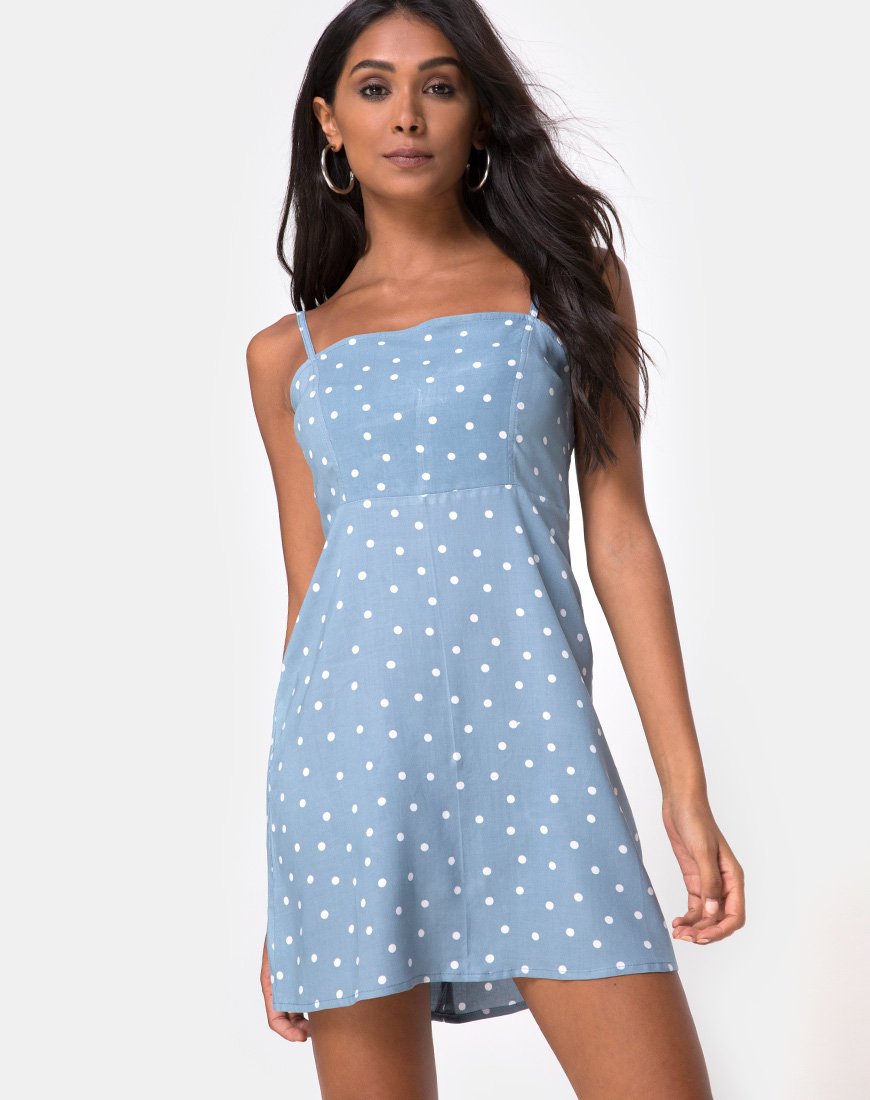 Boyasly Slip Dress in Skater Polka Blu