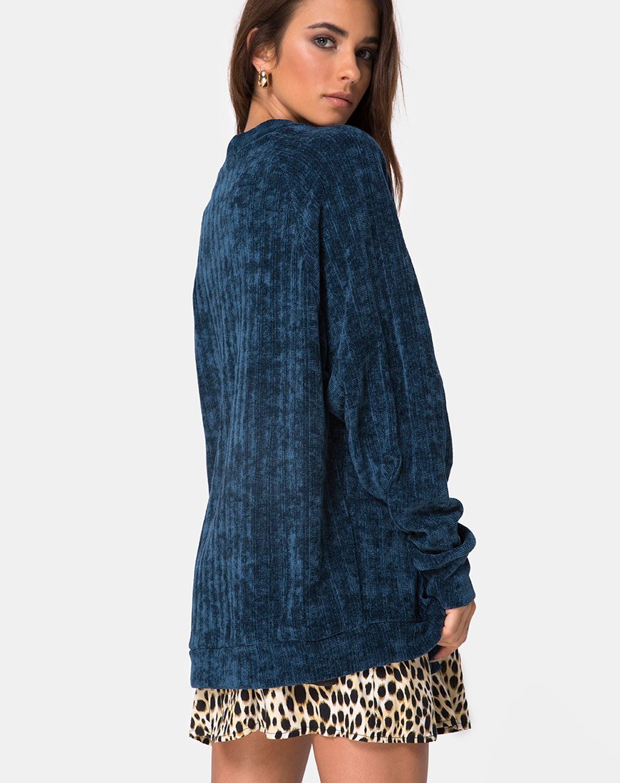 Cardigan boyfriend in ciniglia blu