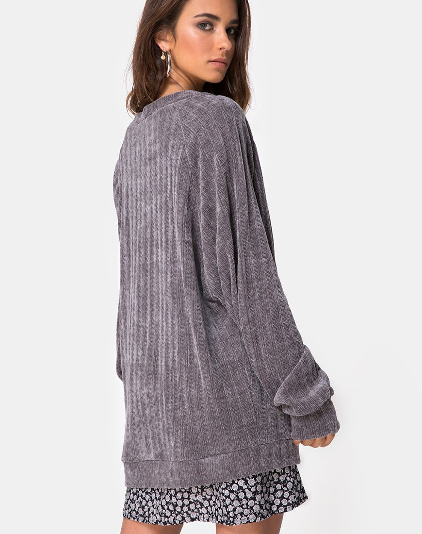 Immagine del cardigan boyfriend in ciniglia grigio