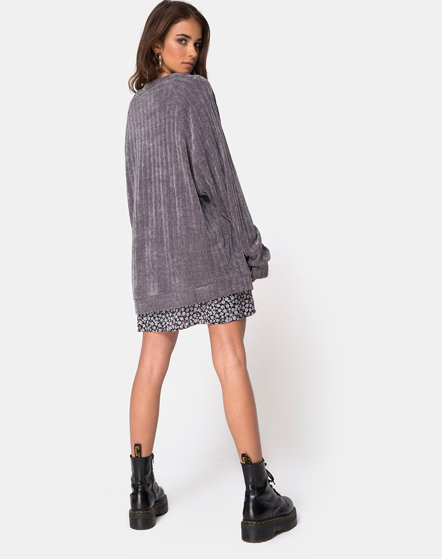 Immagine del cardigan boyfriend in ciniglia grigio