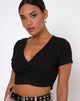 Immagine di Bria Crop Top a costine nero