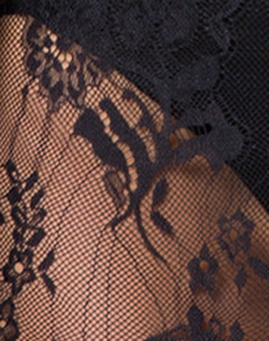 Immagine di Brina Midi Skirt in pizzo floreale con ciglia Nero