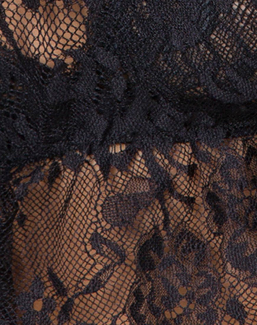 Immagine di Stacey Crop Top in pizzo floreale con ciglia nero